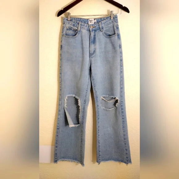 Princess Polly Olbia Wide Leg Distressed Denim Jeans - Picture 3 of 8